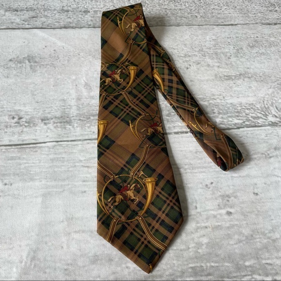 Polo Ralph Lauren Tie Horse Hunting 100% Silk Vintage Classic Made in USA